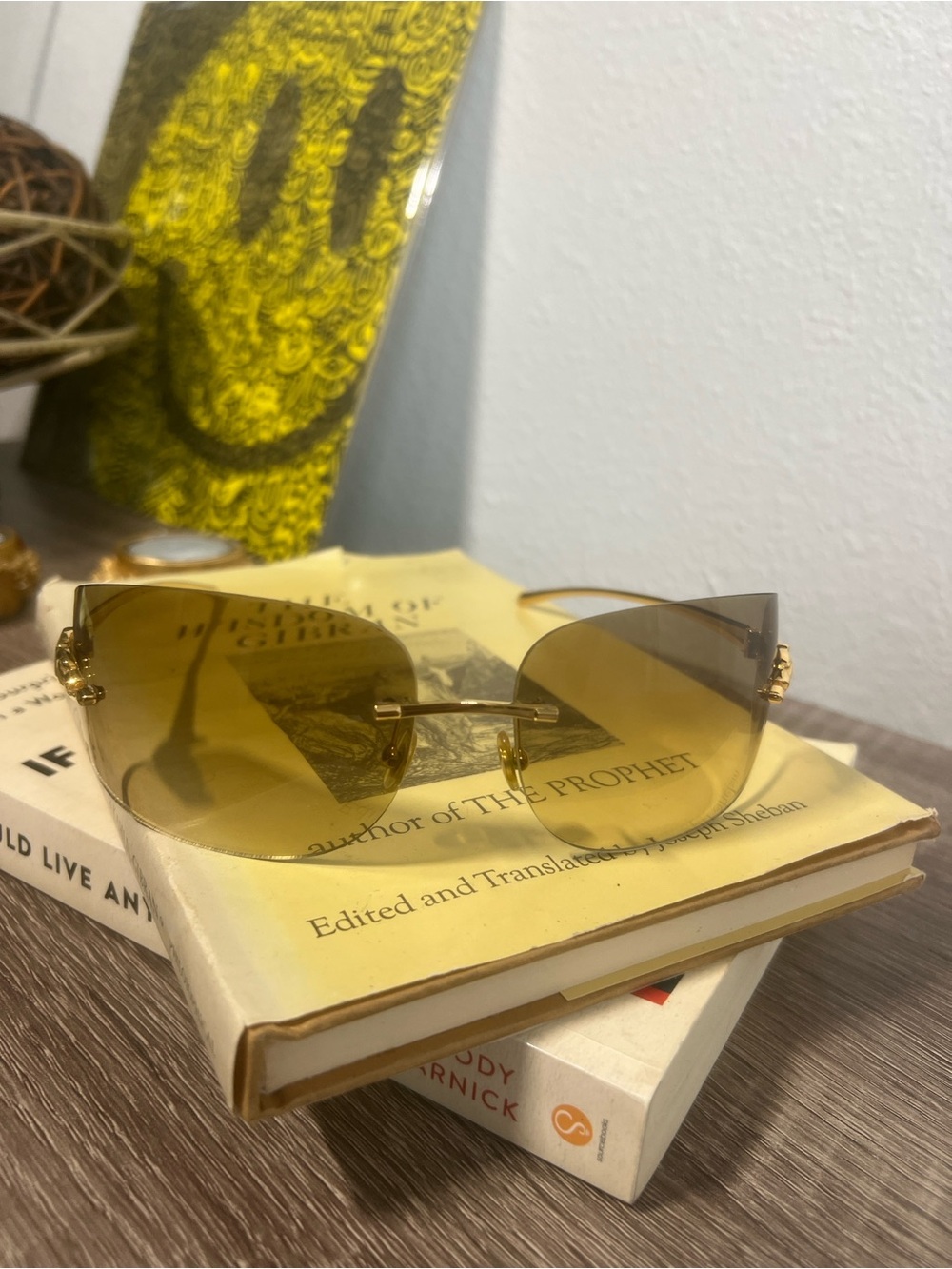 Cartier Panthere Gold Rimless Sunglasses with Brown Lenses - Picture 4 of 10